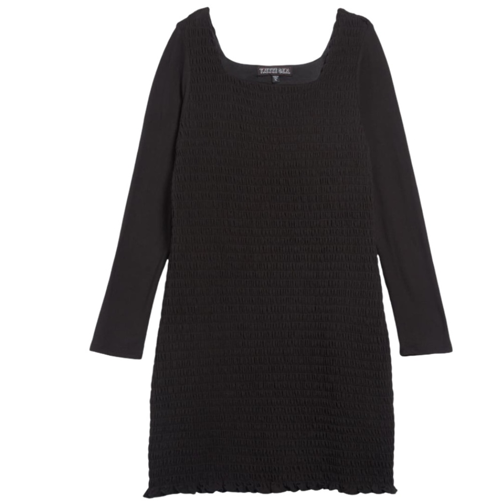 TRIXXI Long Sleeve Smocked Dress Black Size Large